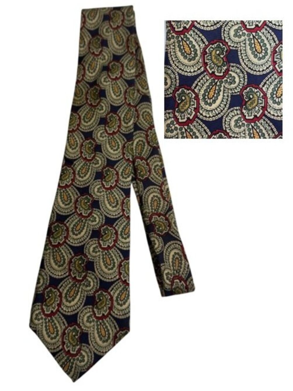 Liberty of London Paisley 100% Silk Men's Neck Tie Navy Preppy Made in USA